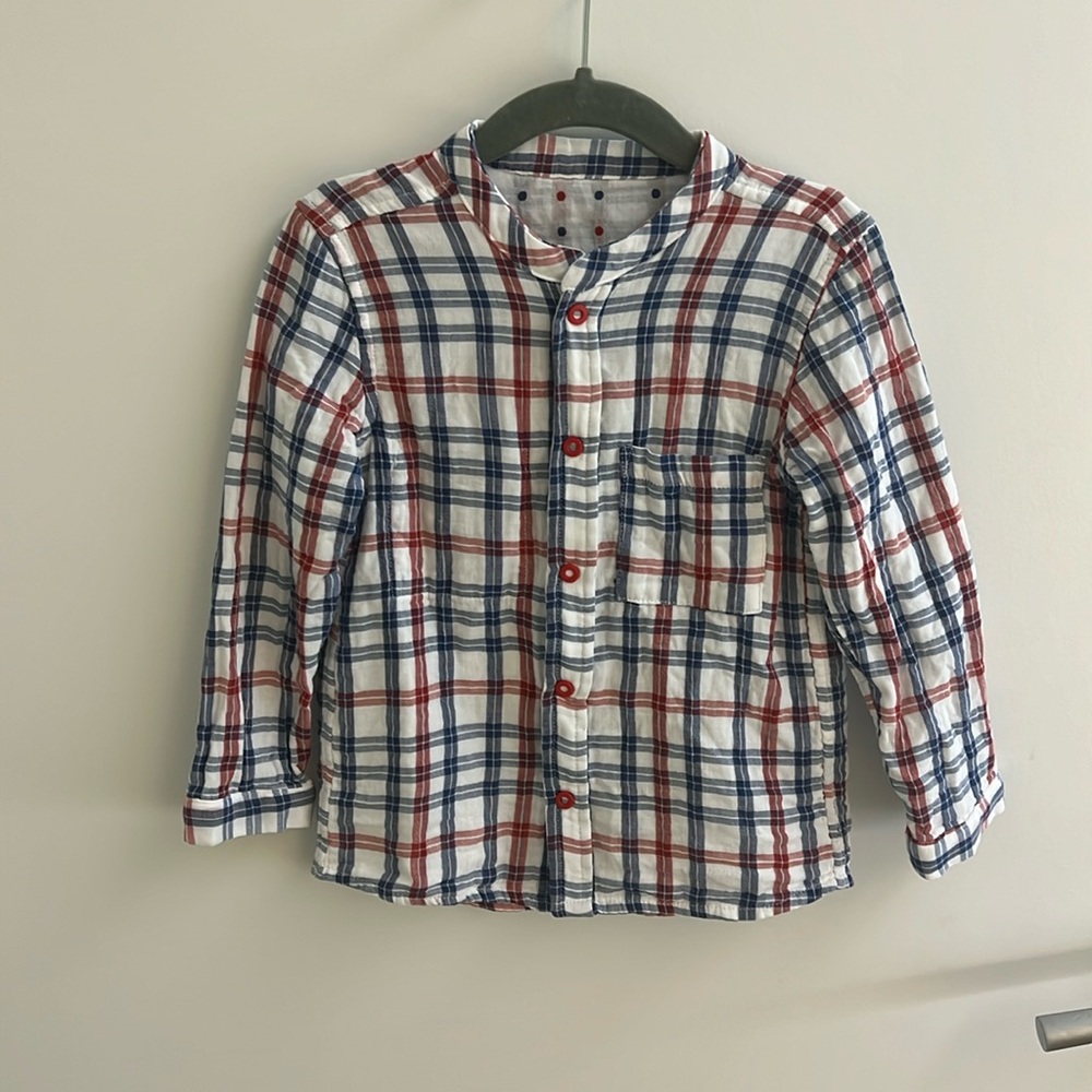 Oso & Me Plaid Reversible Cotton Shirt - 4Y